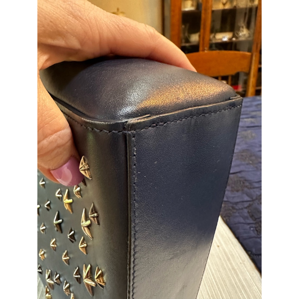 Jimmy Choo Navy Blue Leather Tote Bag Small Navy Blue with Crossbody Strap - Picture 8 of 12